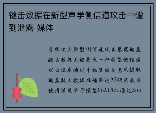 键击数据在新型声学侧信道攻击中遭到泄露 媒体