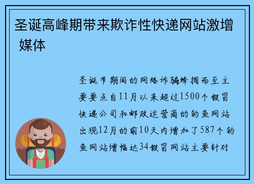 圣诞高峰期带来欺诈性快递网站激增 媒体